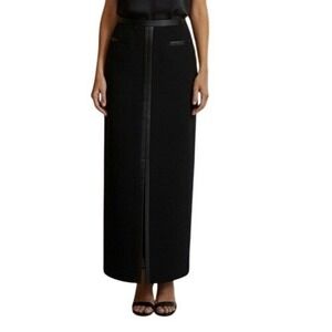 Joseph Ribkoff Black Zip Front Maxi Skirt Minimalist Column Made in Canada 10